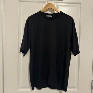 ZARA Ribbed Crew Neck Shirt, Black, M
